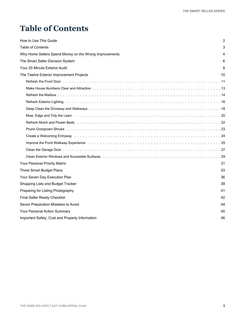 Page 3 of the guide: Table of contents