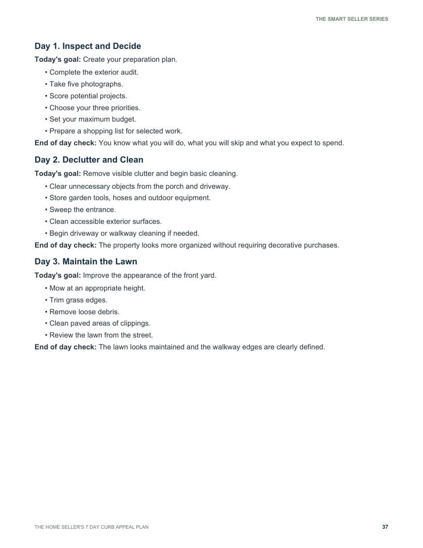 Page 37 of the guide: Your Seven Day Execution Plan